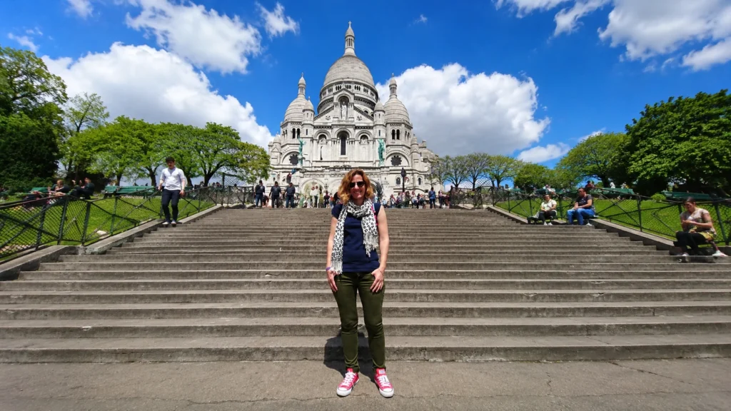 The steps leading up to Sacré-Cœur Basilica in Montmartre, Paris.