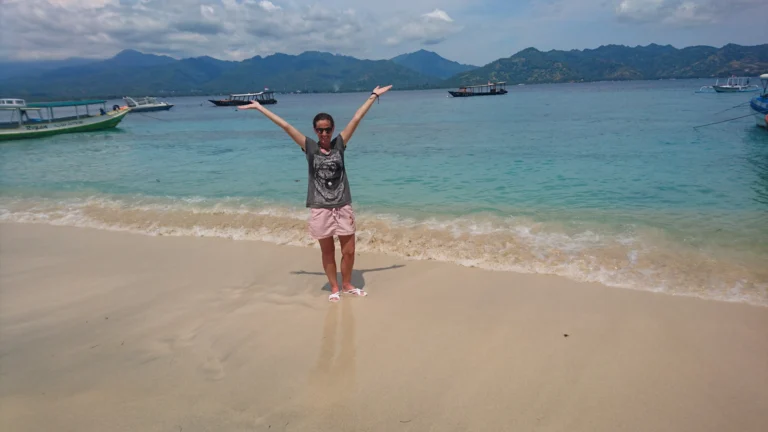 Gili Trawangan sunset over the water toward Lombok