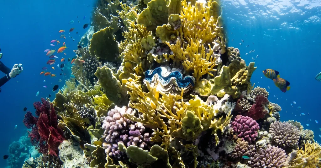 Coral reef and reef fish while snorkeling near Sharm El Sheikh