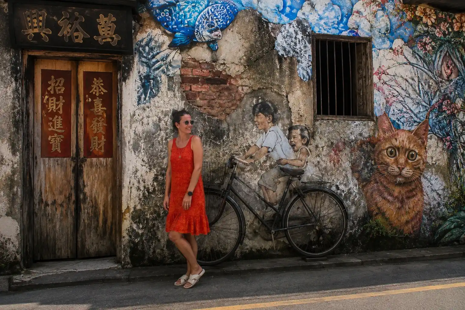 George Town Penang travel guide: colorful street art mural on a heritage shophouse wall