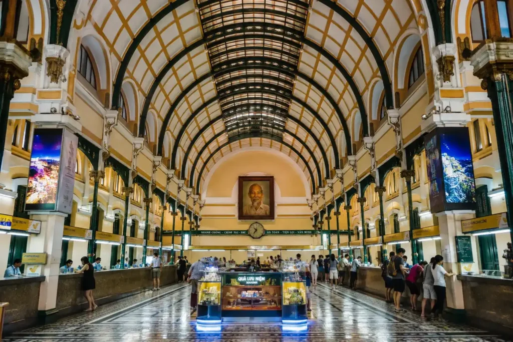 Interior of the French colonial-era Saigon Central Post Office