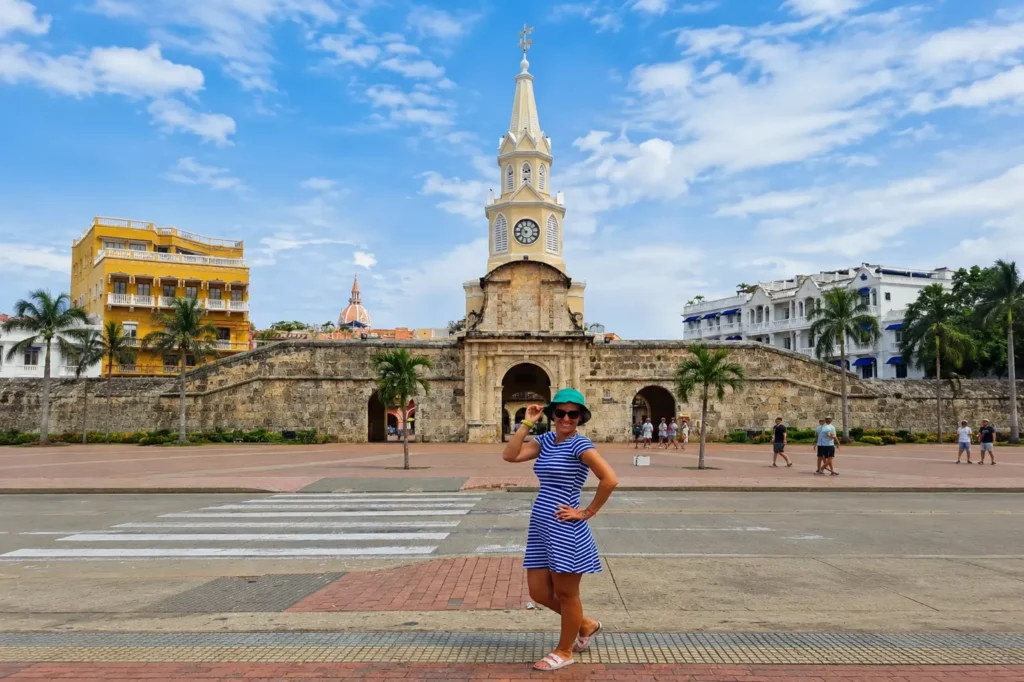 Puerta del Reloj clock tower gate, the main entrance to Cartagena's walled Old City