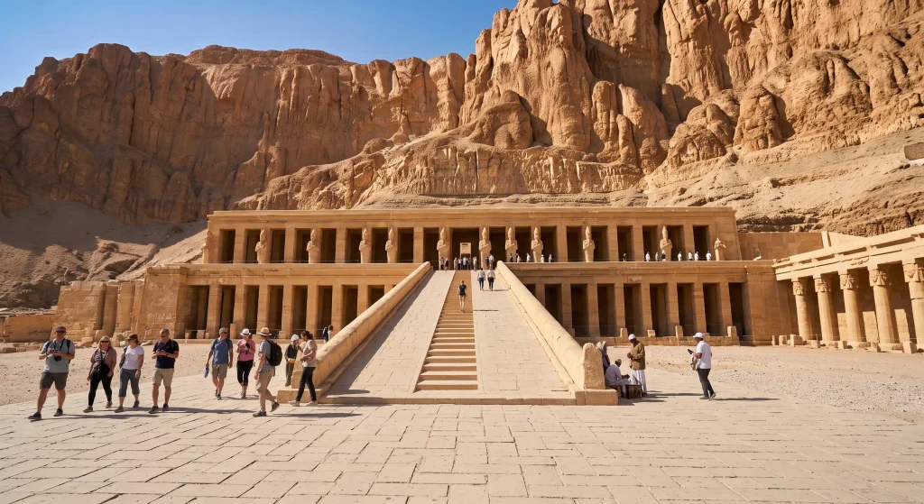 Temple of Hatshepsut carved into the cliffs on Luxor's West Bank
