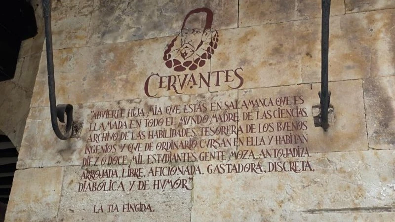 Cervantes quote plaque near University of Salamanca