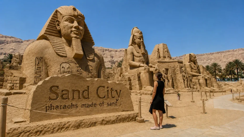 Sand sculptures at Sand City open-air museum near Hurghada