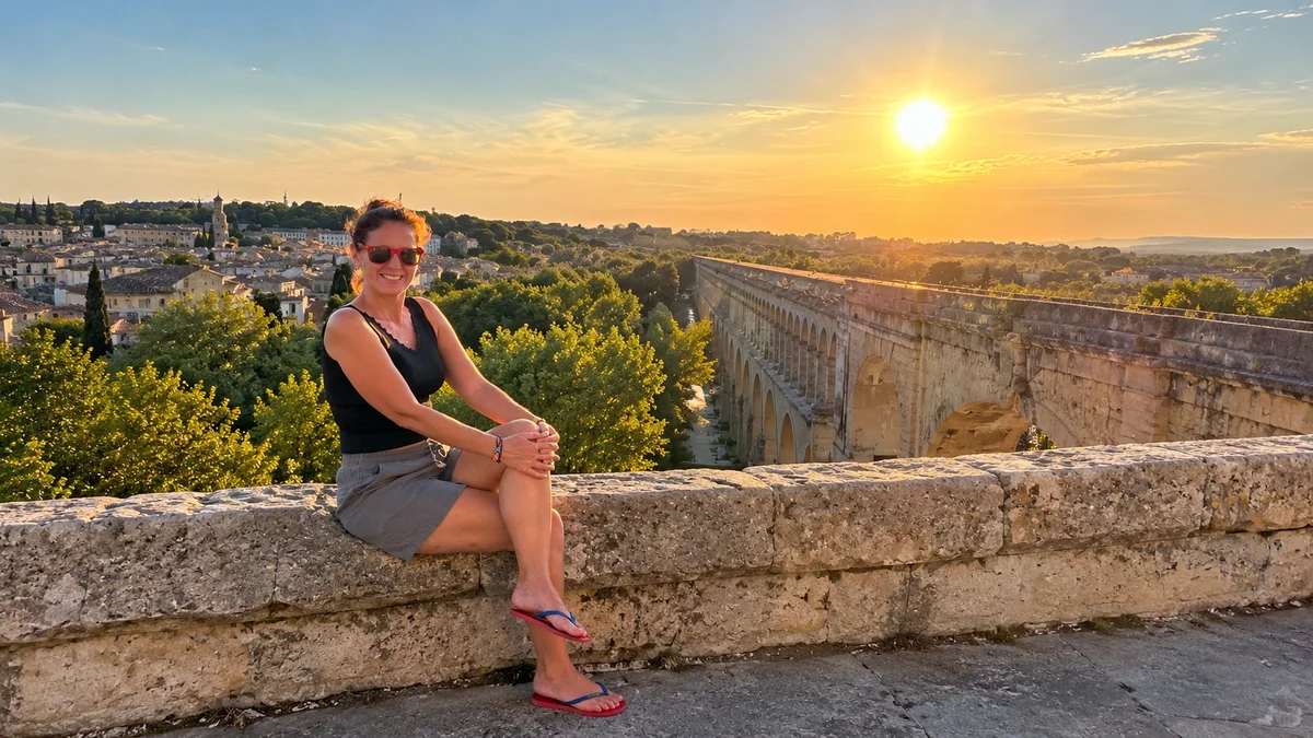 Montpellier travel guide: sunset over the Saint-Clément Aqueduct near Peyrou.