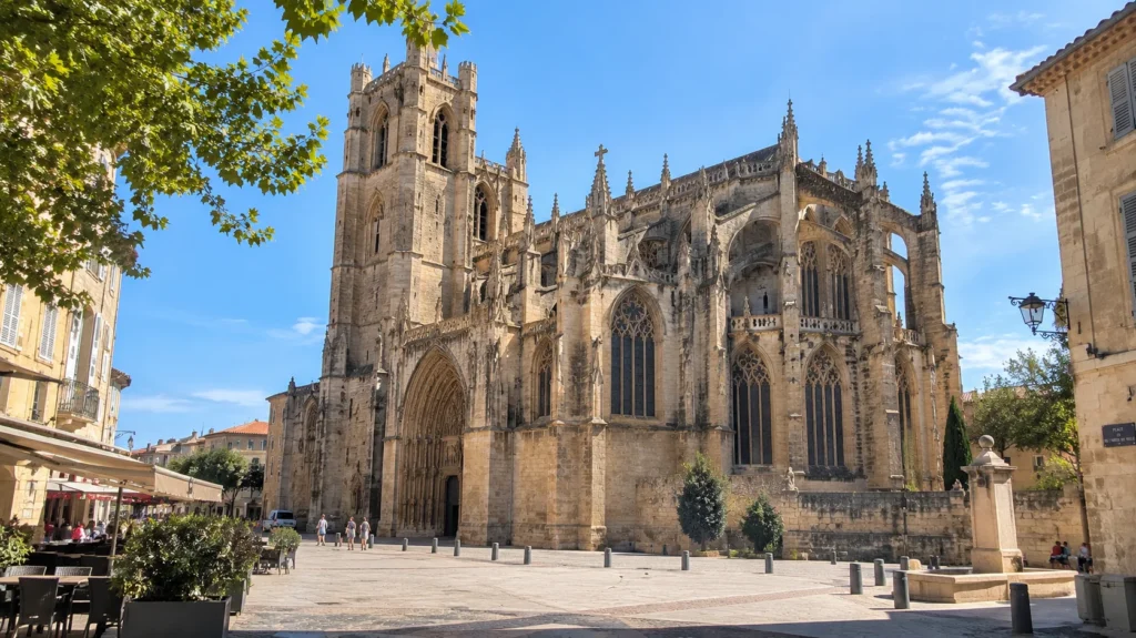 Narbonne travel guide: the unfinished Gothic facade of Narbonne Cathedral
