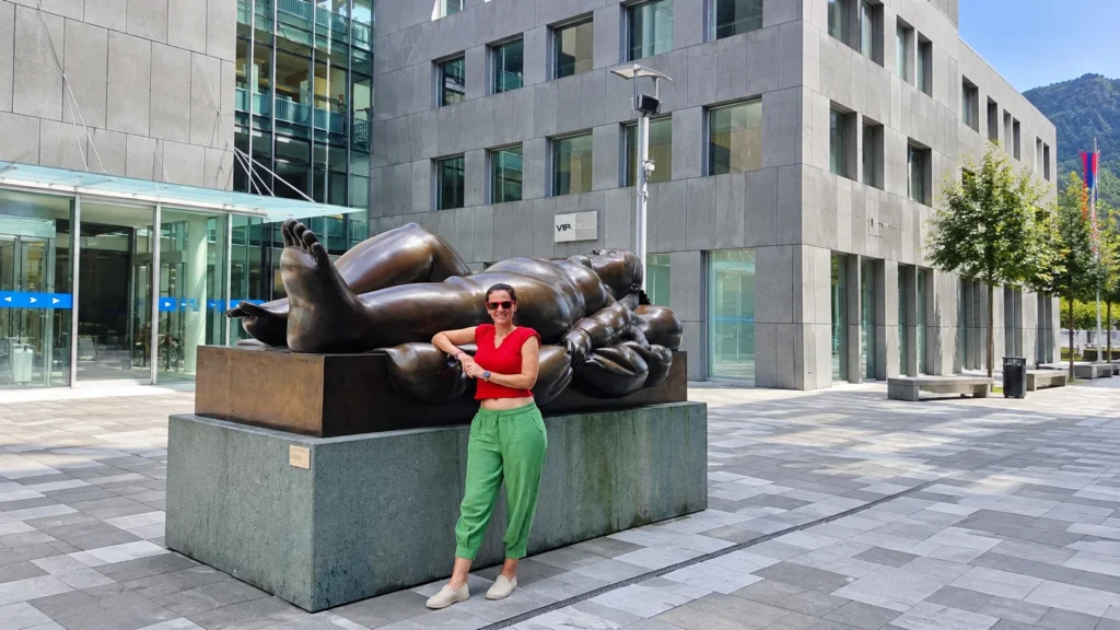 Reclining Woman Botero sculpture outside Kunstmuseum Liechtenstein in Vaduz
