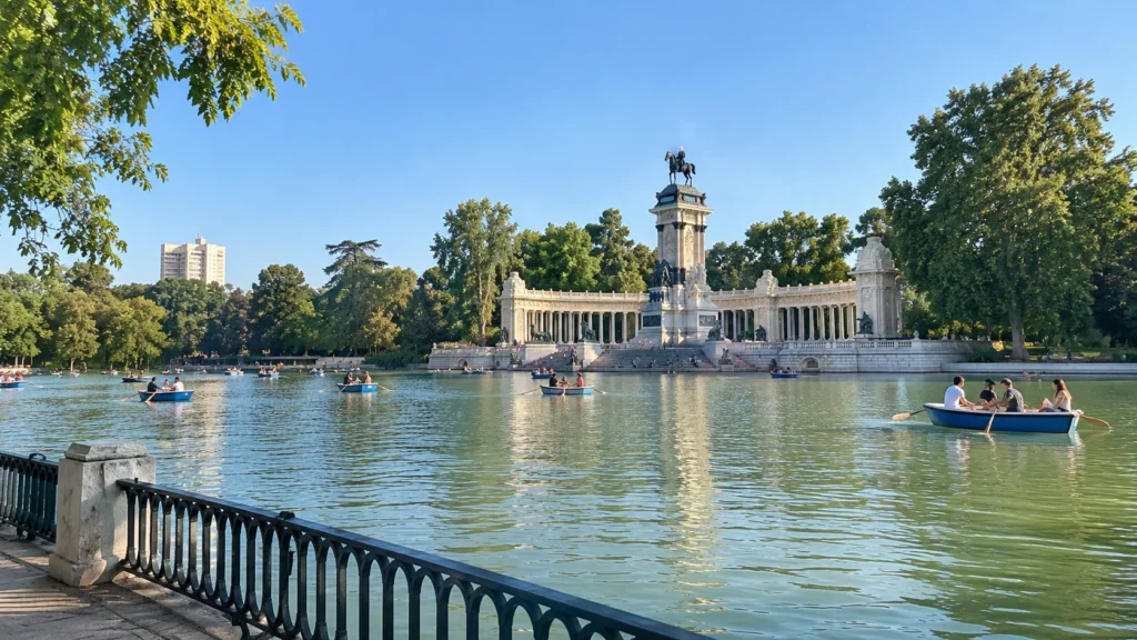 Rowboat rental on Retiro Park lake in Madrid