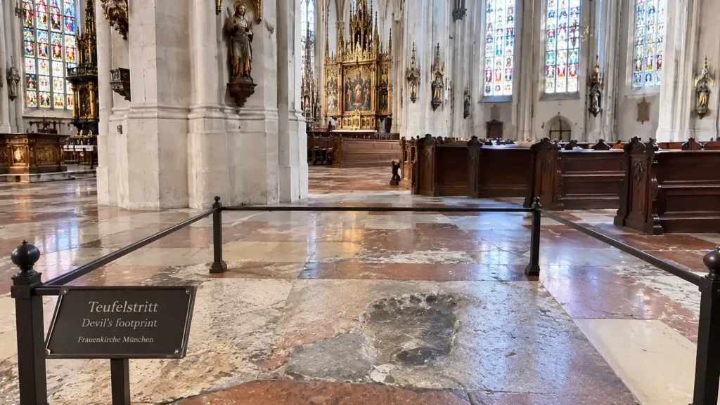 Devil's footprint Teufelstritt inside Frauenkirche Munich