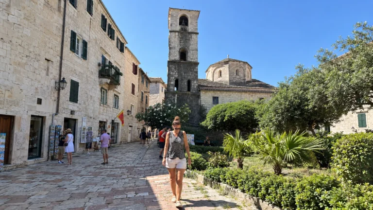 Kotor travel guide: walking through the stone lanes of Kotor Old Town on a sunny July day